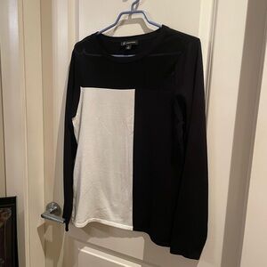 INC International Concepts Black and White Long Sleeve Top